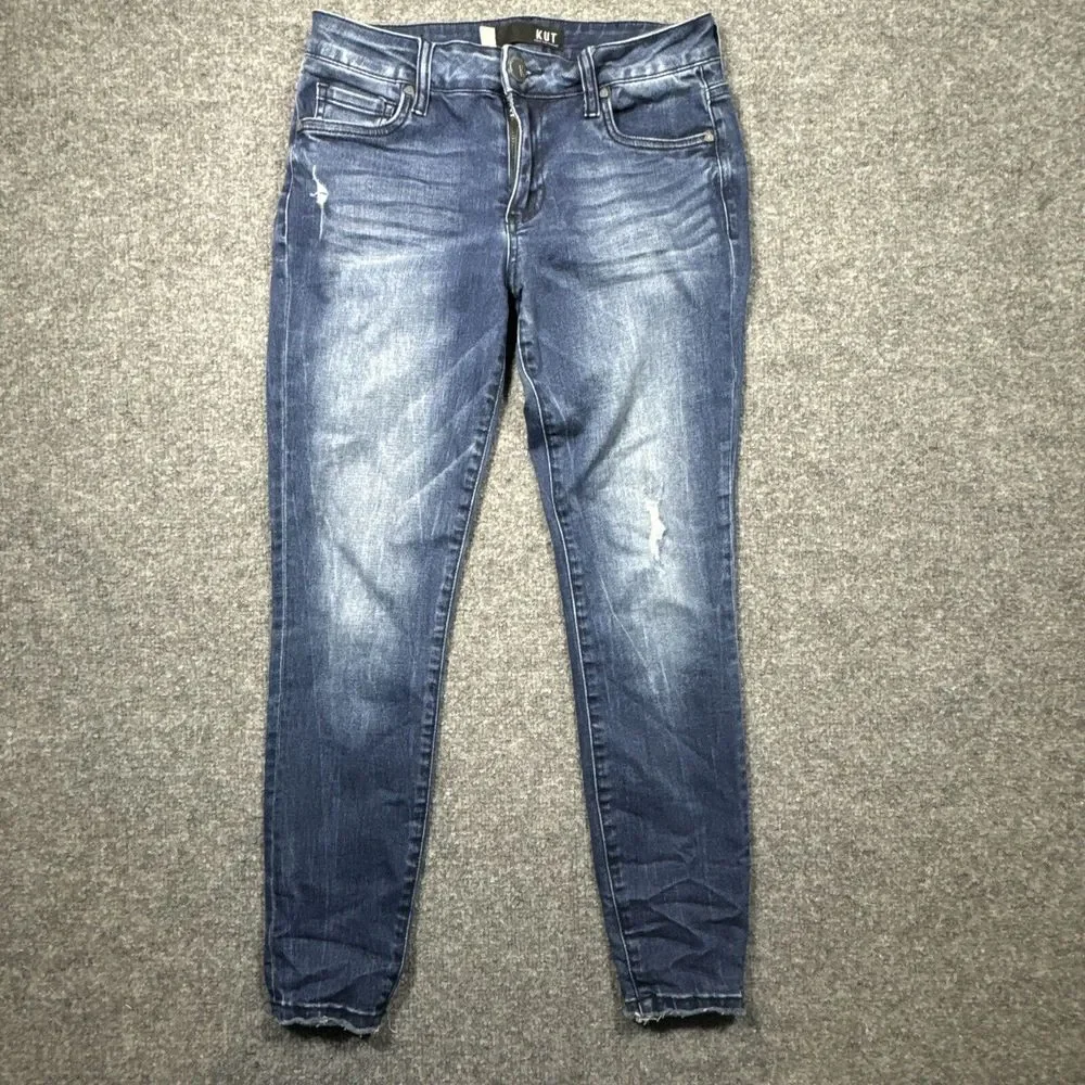 Women's Kut from the Kloth Medium Wash Mid Rise Donna Ankle Skinny Jeans sz 2 - Picture 3 of 8